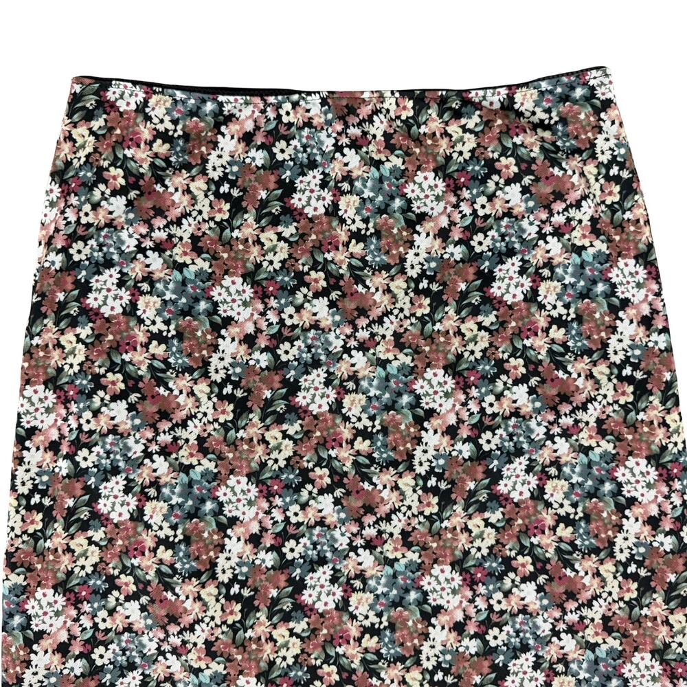 RSQ Black Pink White Green Floral Double Layer Mesh Stretch Midi Skirt Size L - Picture 4 of 7